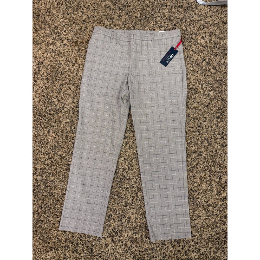 Tommy Hilfiger TH Flex Tate Dress Pants Men's 36x30 Brown Check NWT